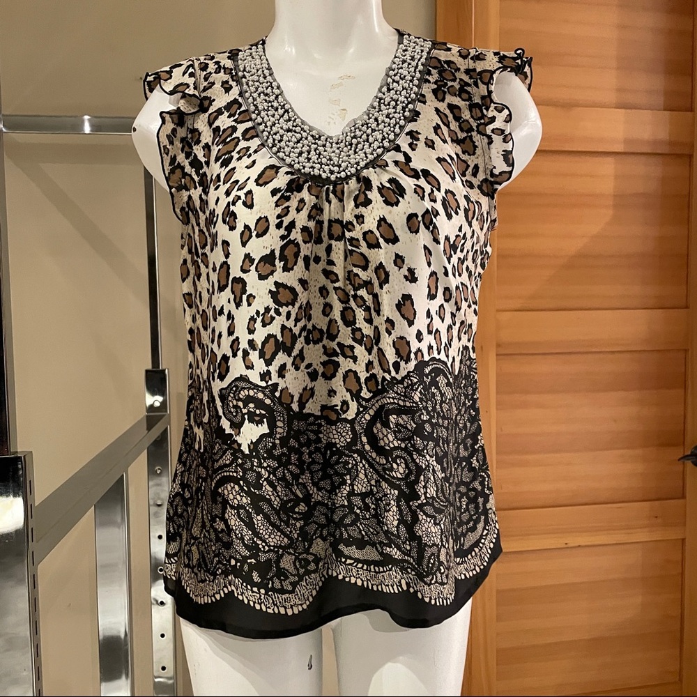 Signature by Larry Levine leopard blouse
